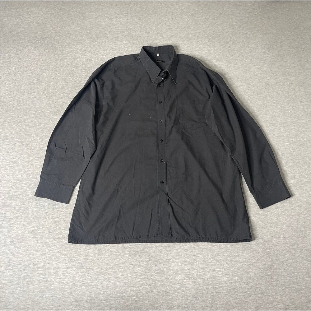 Maestro Men’s Solid Black Button-Up Dress Shirt